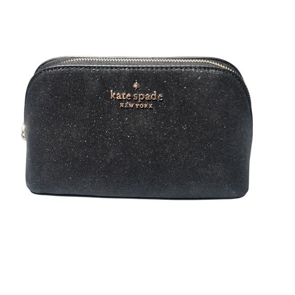 Kate Spade Tinsel Small Cosmetic Case Black glitter pre-owned - Picture 1 of 5